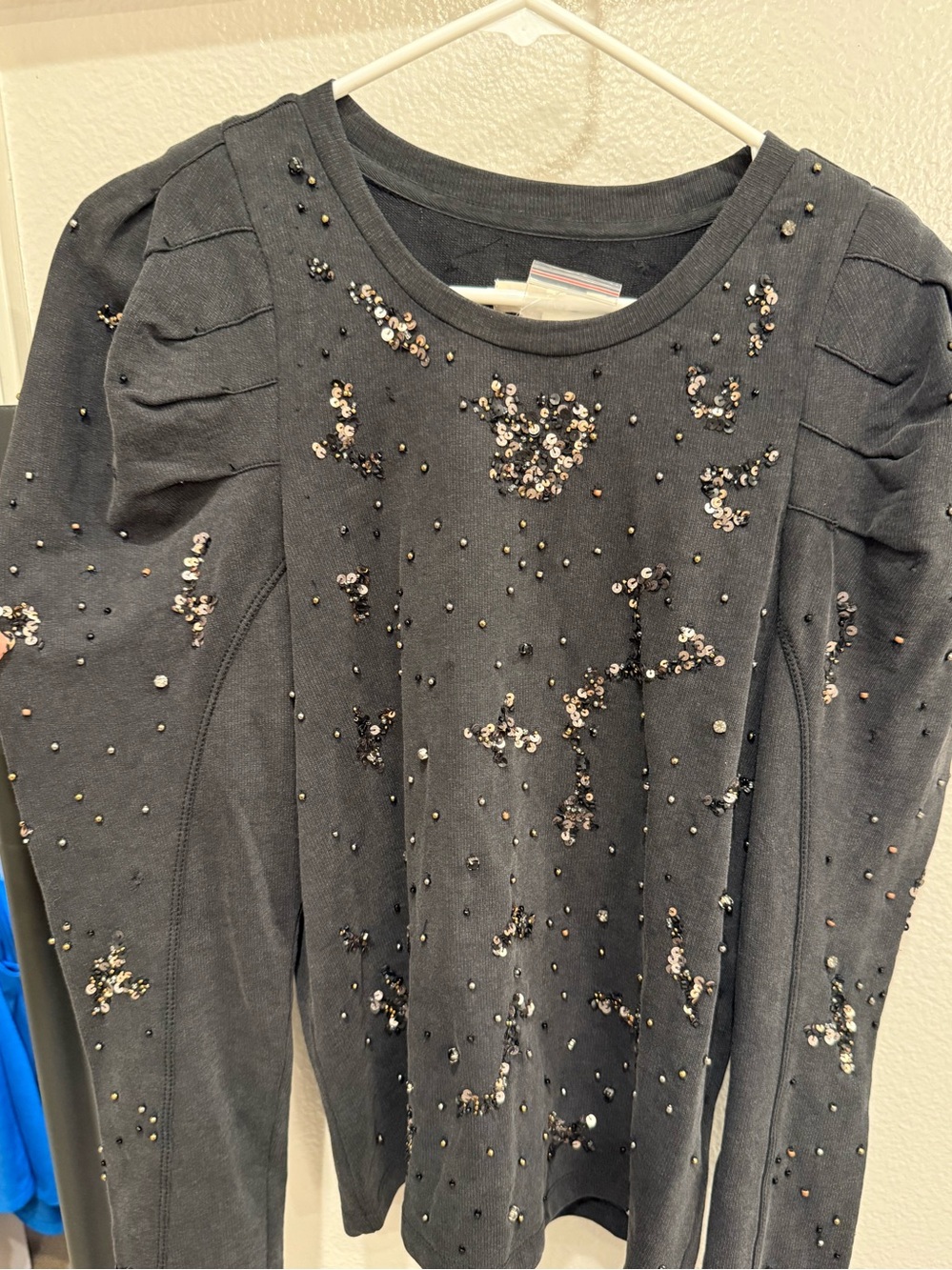 Anthropologie Pilcro Black Sequin & Bead Embellished